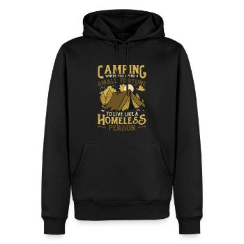 Camping, verbringen Sie ein kleines Vermögen. - Männer Premium Bio Hoodie - Schwarz - Vorne - Nico (187cm)