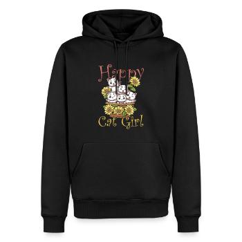 Chat chat heureux Chat Chaton - Sweat à capuche Premium bio Homme - noir - Devant - Nico (187cm)