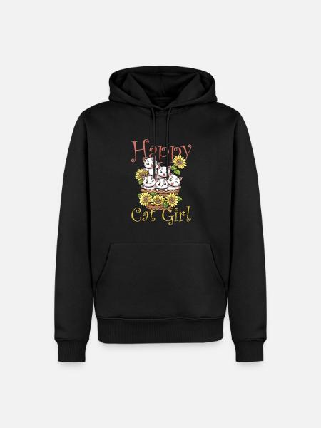 Happy Cat Girl Kitten - Men’s Premium Organic Hoodie - black