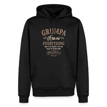 Mens Grumpa sait tout drôle Fête des pères - Sweat à capuche Premium bio Homme - noir - Devant - Nico (187cm)