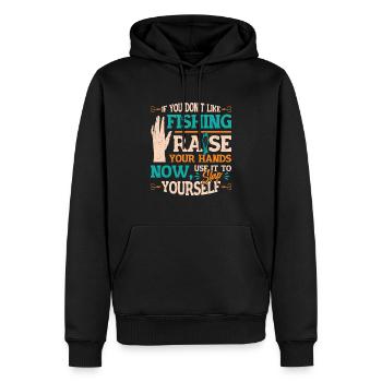 Drôle de pêche en disant Fischer - Sweat à capuche Premium bio Homme - noir - Devant - Nico (187cm)