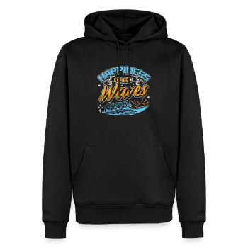 Le bonheur vient dans les vagues Surf Océan Vacances d’été - Sweat à capuche Premium bio Homme - noir - Devant - Nico (187cm)