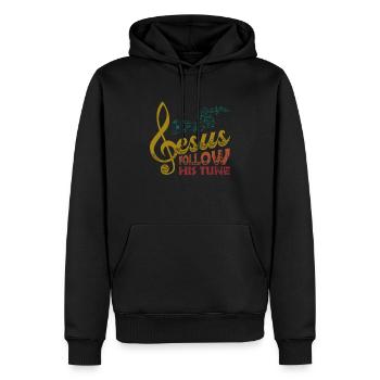 Jesus, Notenschlüssel, Musik, religiös. - Männer Premium Bio Hoodie - Schwarz - Vorne - Nico (187cm)