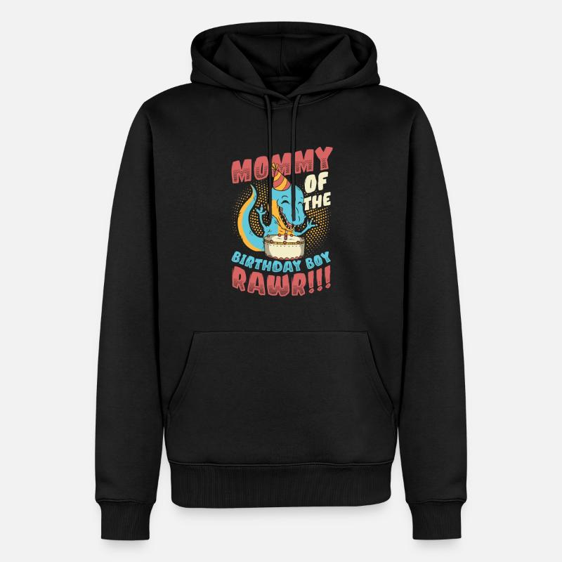 Dinosaure Maman d’Birthday Boy - Sweat à capuche Premium bio Homme - noir