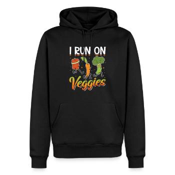 Je cours pour Veggies - Sweat à capuche Premium bio Homme - noir - Devant - Nico (187cm)