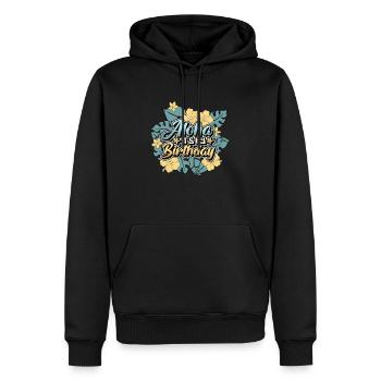 Aloha C’est mon anniversaire - Joyeux anniversaire hawaïen - Sweat à capuche Premium bio Homme - noir - Devant - Nico (187cm)