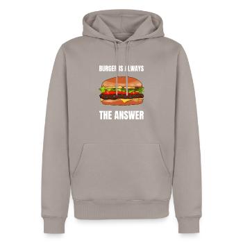 Burger Is Always The Answer - Männer Premium Bio Hoodie - Taupe - Vorne - Nico (187cm)