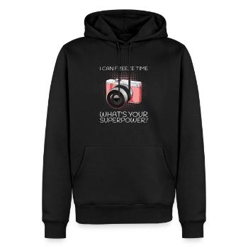 I Can Freeze Time What's Your Superpower Fotograf - Männer Premium Bio Hoodie - Schwarz - Vorne - Nico (187cm)