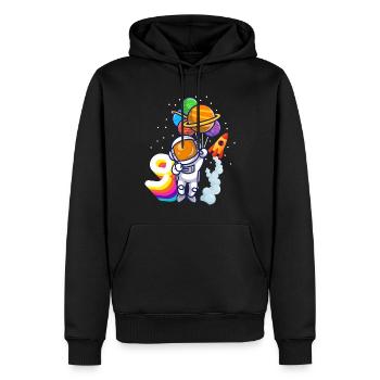 Astronaut 9. Geburtstag Weltraum Jungen Geschenk - Männer Premium Bio Hoodie - Schwarz - Vorne - Nico (187cm)