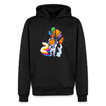 Astronaut 2. Geburtstag Weltraum Jungen Geschenk - Männer Premium Bio Hoodie - Schwarz - Vorne - Nico (187cm)