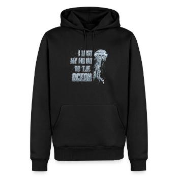 J’ai perdu mon cœur à cause des méduses de l’océan - Sweat à capuche Premium bio Homme - noir - Devant - Nico (187cm)