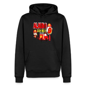 Alarm Ich Bin 9. Geburtstag Feuerwehr Junge - Männer Premium Bio Hoodie - Schwarz - Vorne - Nico (187cm)