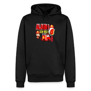 Alarm Ich Bin 6. Geburtstag Feuerwehr Junge - Männer Premium Bio Hoodie - Schwarz - Vorne - Nico (187cm)