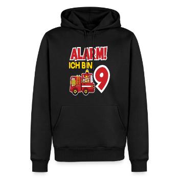 Alarm Ich Bin 9. Geburtstag Feuerwehr Junge - Männer Premium Bio Hoodie - Schwarz - Vorne - Nico (187cm)