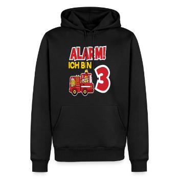 Alarm Ich Bin 3. Geburtstag Feuerwehrmann Junge - Männer Premium Bio Hoodie - Schwarz - Vorne - Nico (187cm)