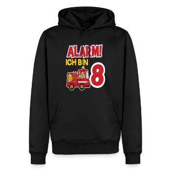 Alarm Ich Bin 8. Geburtstag Feuerwehrmann Junge - Männer Premium Bio Hoodie - Schwarz - Vorne - Nico (187cm)