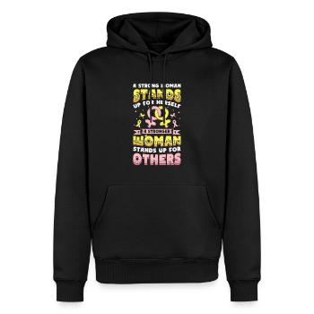 Strong women stand up. - Men’s Premium Organic Hoodie - black - Front - Nico (187cm)