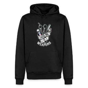 Ce sont mes armes dans le salon de coiffure - Sweat à capuche Premium bio Homme - noir - Devant - Nico (187cm)