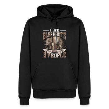 I Like Elephants And Maybe 3 People Elefant Lover - Männer Premium Bio Hoodie - Schwarz - Vorne - Nico (187cm)