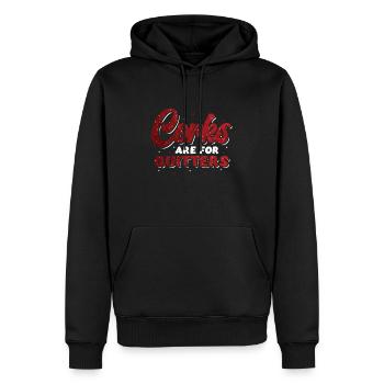 Korken sind für Quitters ,lustiges Weinfest. - Männer Premium Bio Hoodie - Schwarz - Vorne - Nico (187cm)