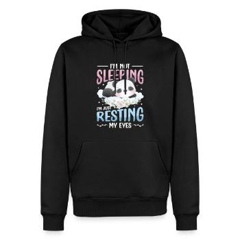 Je ne dors pas, je repose juste mes yeux. - Sweat à capuche Premium bio Homme - noir - Devant - Nico (187cm)