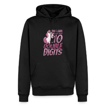 Fille à deux chiffres du 10e anniversaire, licorne de fête. - Sweat à capuche Premium bio Homme - noir - Devant - Nico (187cm)