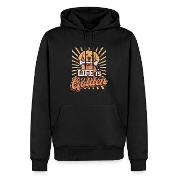 Life is golden - Golden Retriever - Men’s Premium Organic Hoodie - black - Front - Nico (187cm)