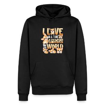 Ich liebe alle Corgis der Welt - Männer Premium Bio Hoodie - Schwarz - Vorne - Nico (187cm)