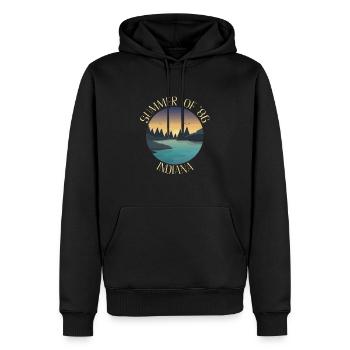 Summer of '86 Indiana - Männer Premium Bio Hoodie - Schwarz - Vorne - Nico (187cm)