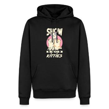 Katzen - Männer Premium Bio Hoodie - Schwarz - Vorne - Nico (187cm)