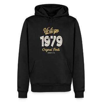 Vintage 1979 Pièces d’origine - 43ème anniversaire Rétro - Sweat à capuche Premium bio Homme - noir - Devant - Nico (187cm)