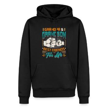 Opa und Enkel, Beste Freunde fürs Leben. - Männer Premium Bio Hoodie - Schwarz - Vorne - Nico (187cm)