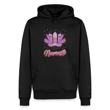 Yoga Meditation Lotusblume Namaste - Männer Premium Bio Hoodie - Schwarz - Vorne - Nico (187cm)