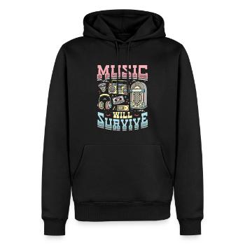 La musique survivra à la musique de la vieille école - Sweat à capuche Premium bio Homme - noir - Devant - Nico (187cm)