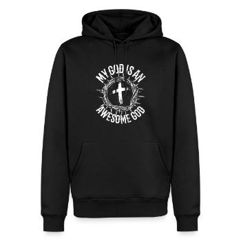 Mein Gott ist ein großartiger Gott. - Männer Premium Bio Hoodie - Schwarz - Vorne - Nico (187cm)