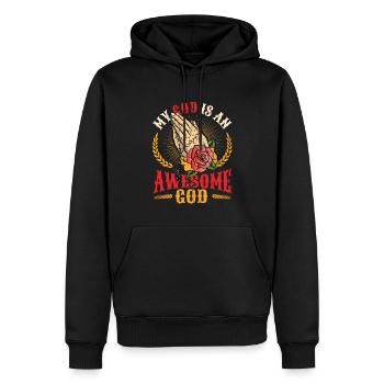 Mein Gott ist ein großartiger Gott. - Männer Premium Bio Hoodie - Schwarz - Vorne - Nico (187cm)