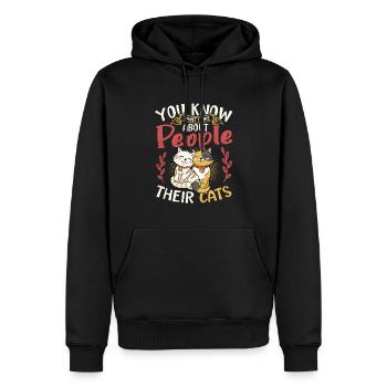 Wissen Sie, was ich an Menschen und an Katzen mag. - Männer Premium Bio Hoodie - Schwarz - Vorne - Nico (187cm)