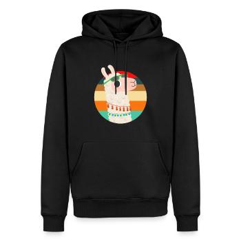 Lama Alpaka - Männer Premium Bio Hoodie - Schwarz - Vorne - Nico (187cm)