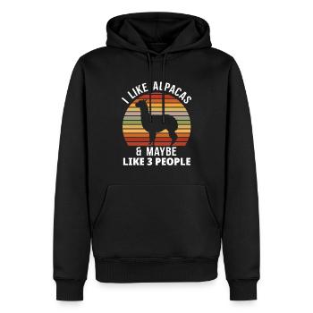 Alpaga rétro - Sweat à capuche Premium bio Homme - noir - Devant - Nico (187cm)