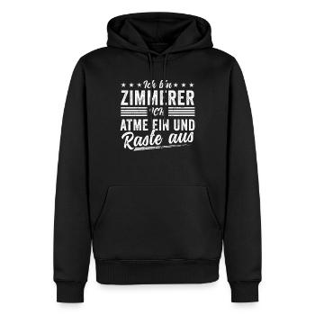 Zimmermann Zimmerer Zimmerei Geschenk Spruch - Männer Premium Bio Hoodie - Schwarz - Vorne - Nico (187cm)