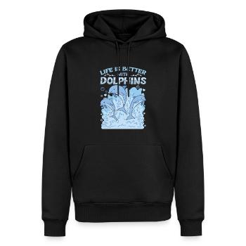 Life Is Better With Delphins - Männer Premium Bio Hoodie - Schwarz - Vorne - Nico (187cm)