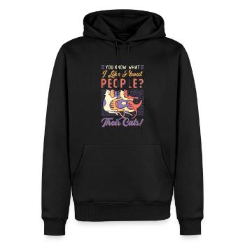 Vous savez ce que j’aime chez les gens et les chats. - Sweat à capuche Premium bio Homme - noir - Devant - Nico (187cm)