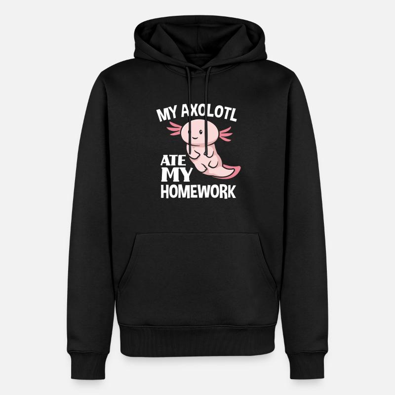 Axolotl Devoirs - Sweat à capuche Premium bio Homme - noir