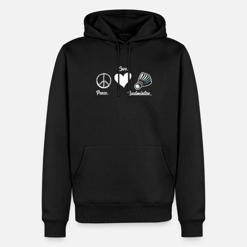 Frieden Liebe Badminton - Männer Premium Bio Hoodie - Schwarz
