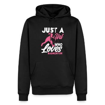 Badminton Filles - Sweat à capuche Premium bio Homme - noir - Devant - Nico (187cm)