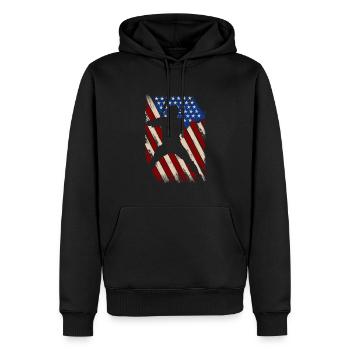 Baseball USA - Männer Premium Bio Hoodie - Schwarz - Vorne - Nico (187cm)