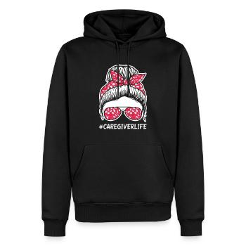 Vie de soignant - Sweat à capuche Premium bio Homme - noir - Devant - Nico (187cm)