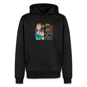 Le vent parle Le silence parle Le cœur connaît les Indiens - Sweat à capuche Premium bio Homme - noir - Devant - Nico (187cm)