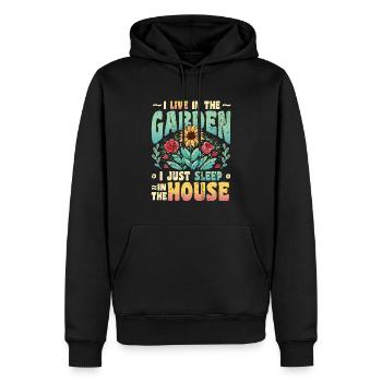 Je vis dans l’amoureux du jardin, le jardinage. - Sweat à capuche Premium bio Homme - noir - Devant - Nico (187cm)