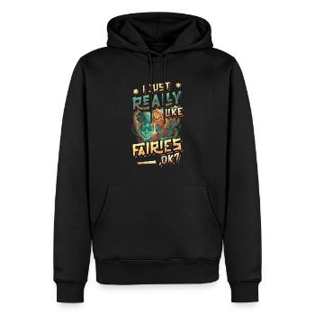 J’aime vraiment les fées ok? Chère Fée - Sweat à capuche Premium bio Homme - noir - Devant - Nico (187cm)